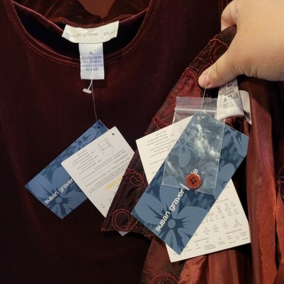 New Susan Graver jacket top pants Velvet XL party formal QVC - Picture 5 of 7